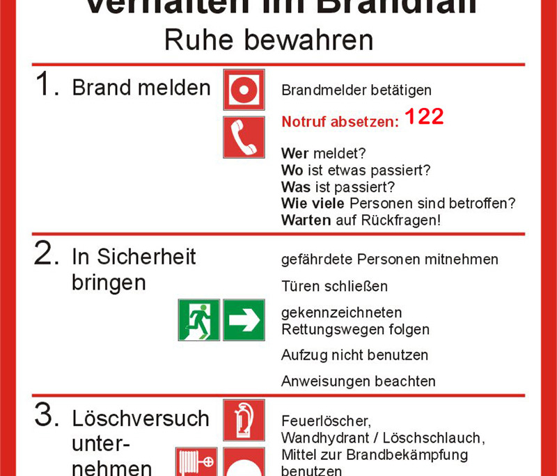 Verhalten im Brandfall Notruf 122